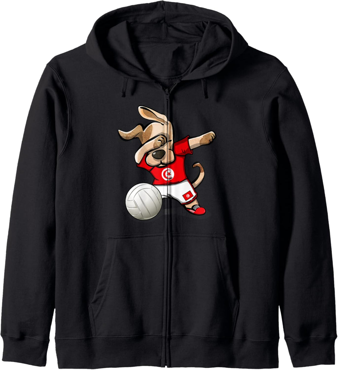 Tupfender Hund Tunesien Volleyball Tunesische Flagge Sport Kapuzenjacke