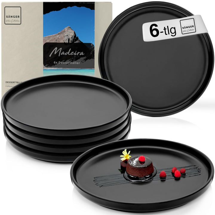 Sänger Madeira | Dessertteller 6 teilig, Steingut Teller Set 6 Personen, Kuchenteller kleine Teller