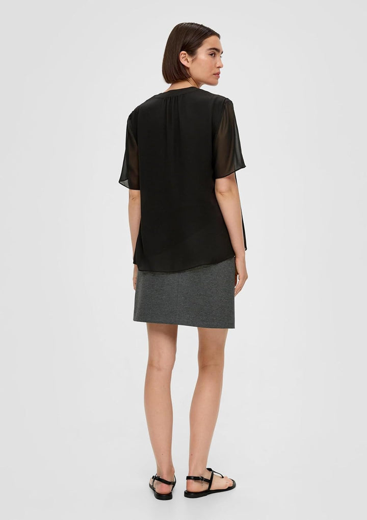 s.Oliver BLACK LABEL Bluse mit V-Ausschnitt, Schwarz