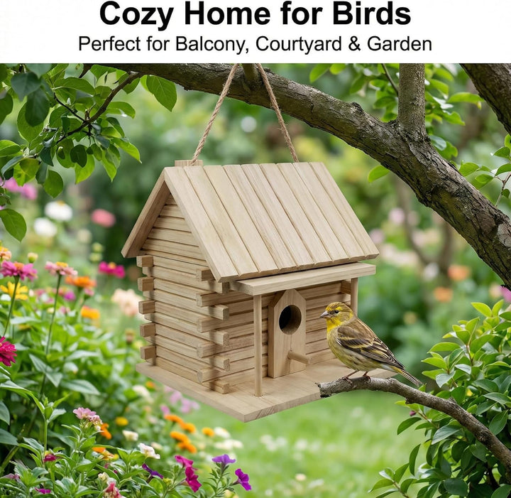 Vogelhäuschen für den Aussenbereich – Rustikales hängendes Vogelhaus aus Holz, natürliche Gartendeko