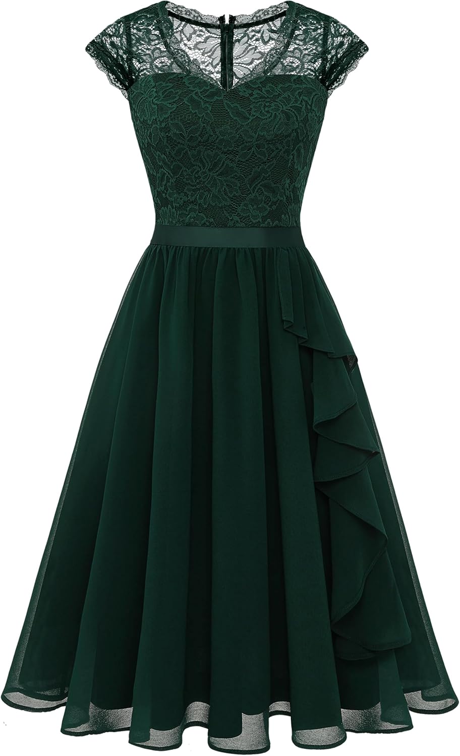 Wedtrend Cocktailkleid Damen Knielang Abendkleid Elegant für Hochzeit Elegant A Linie Rüschenkleid D