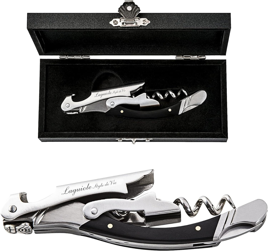 Laguiole Style de Vie Korkenzieher, Flaschenöffner mit Folienschneider, Ebenholz