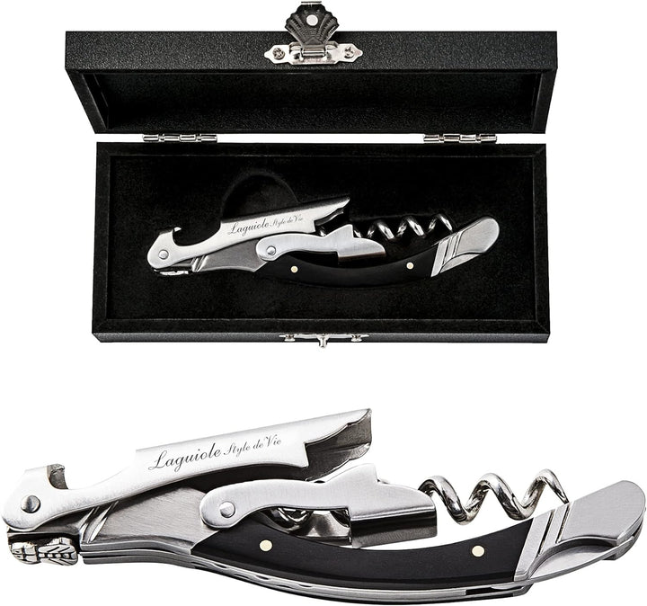 Laguiole Style de Vie Korkenzieher, Flaschenöffner mit Folienschneider, Ebenholz