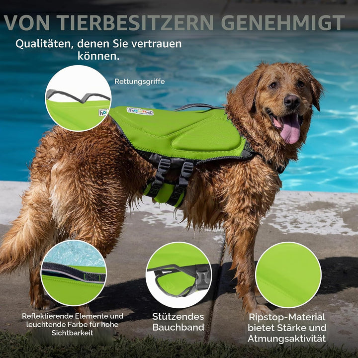 Outward Hound Dawson Schwimmweste für Hunde, Grösse L, Grün Grün Large, Grün Large