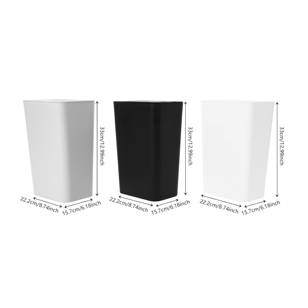 Mülleimer Bad 3 Stück 9L, Schmaler Mülleimer Küche mit Deckel Geruchsdicht, 3er Set Kleiner Abfallei