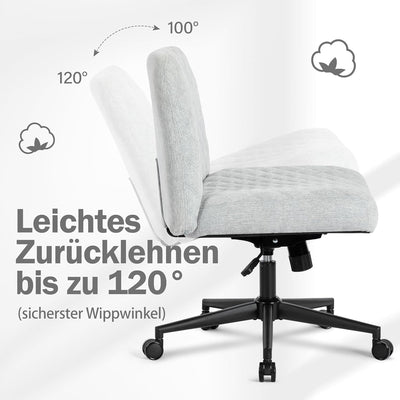 Fantasylab Bürostuhl Ohne Armlehnen,Home Office Stuhl mit Räder,Heavy Duty Metallbasis,120°Schaukeln