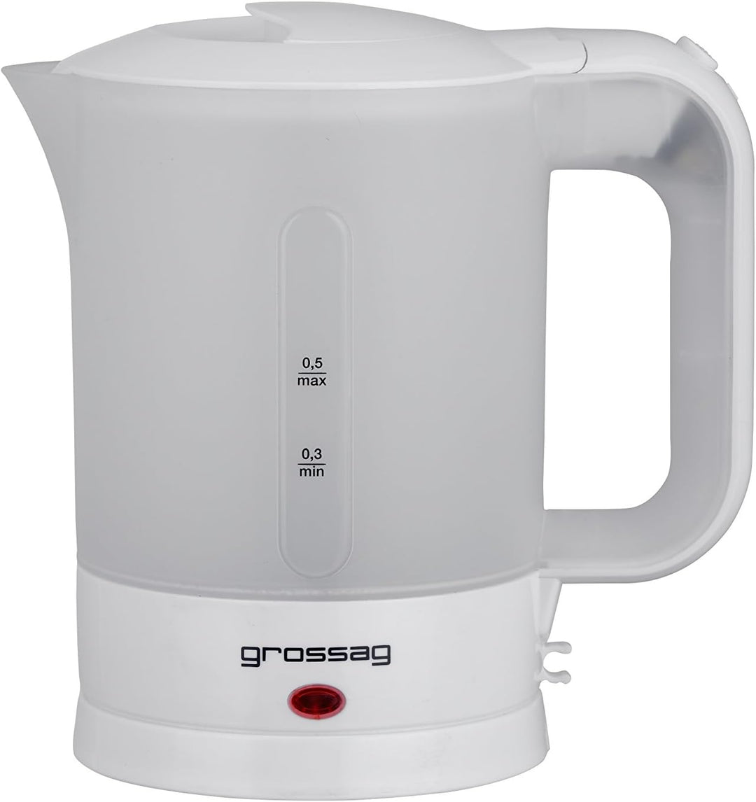 grossag 1347 Reise-Wasserkocher-Set WK 3 inkl. 2 TassenundLöffeln|0,5Liter|PerfektfürReisenundCampin