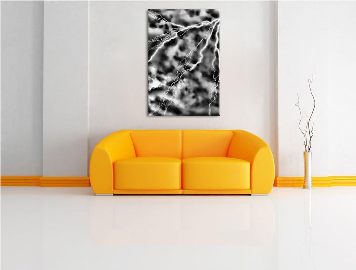 Pixxprint Blitze und Gewitter als Leinwandbild | Grösse: 100x70 | Wandbild| Kunstdruck | fertig besp