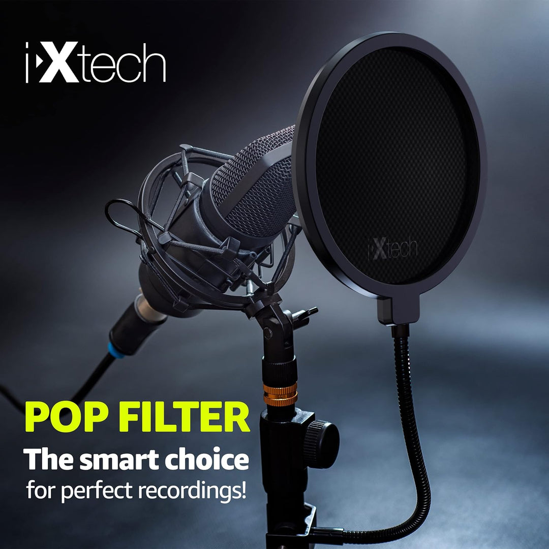 IXTECH Popfilter für Blue Yeti-Mikrofon, doppelschichtiger Schallschutz, Schildwächter, Windschutz m
