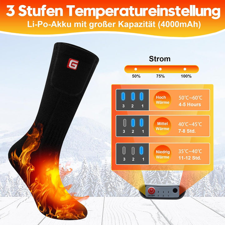 Svpro Beheizte Socken Herren Damen 4000mAh Batterie Beheizbare Socken Wiederaufladbare Elektrische S