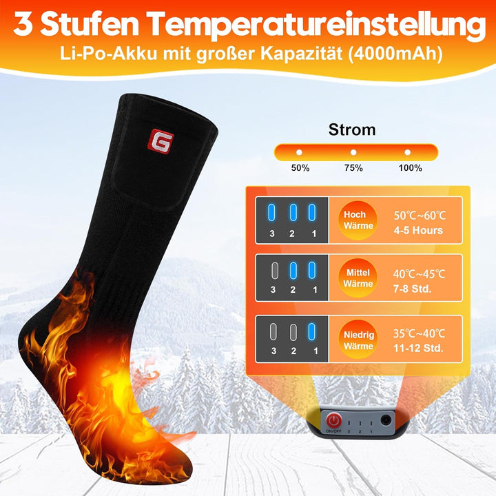 Svpro Beheizte Socken Herren Damen 4000mAh Batterie Beheizbare Socken Wiederaufladbare Elektrische S