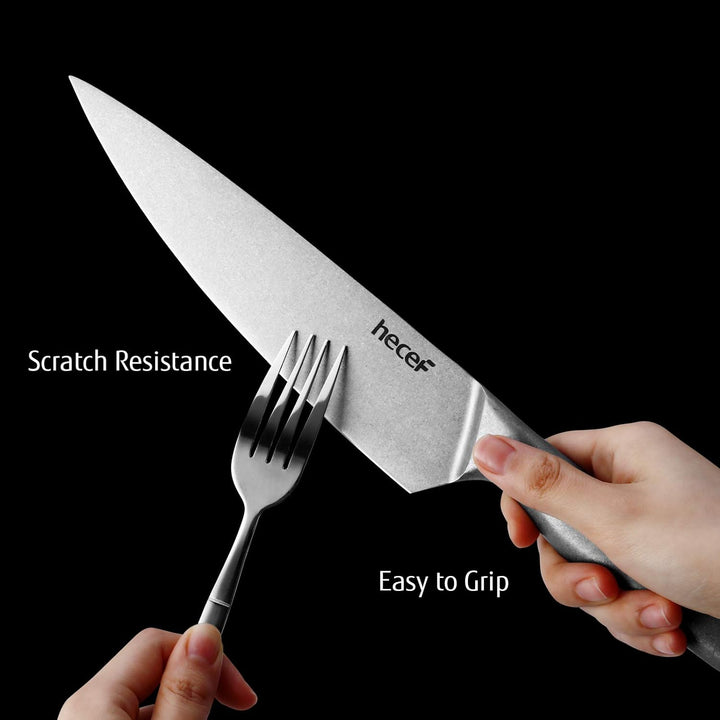 hecef 5 Teilig Scharfe Messer Set con Reisetasche, Küchenmesser Set Edelstahl - Ein Stück Geschmiede