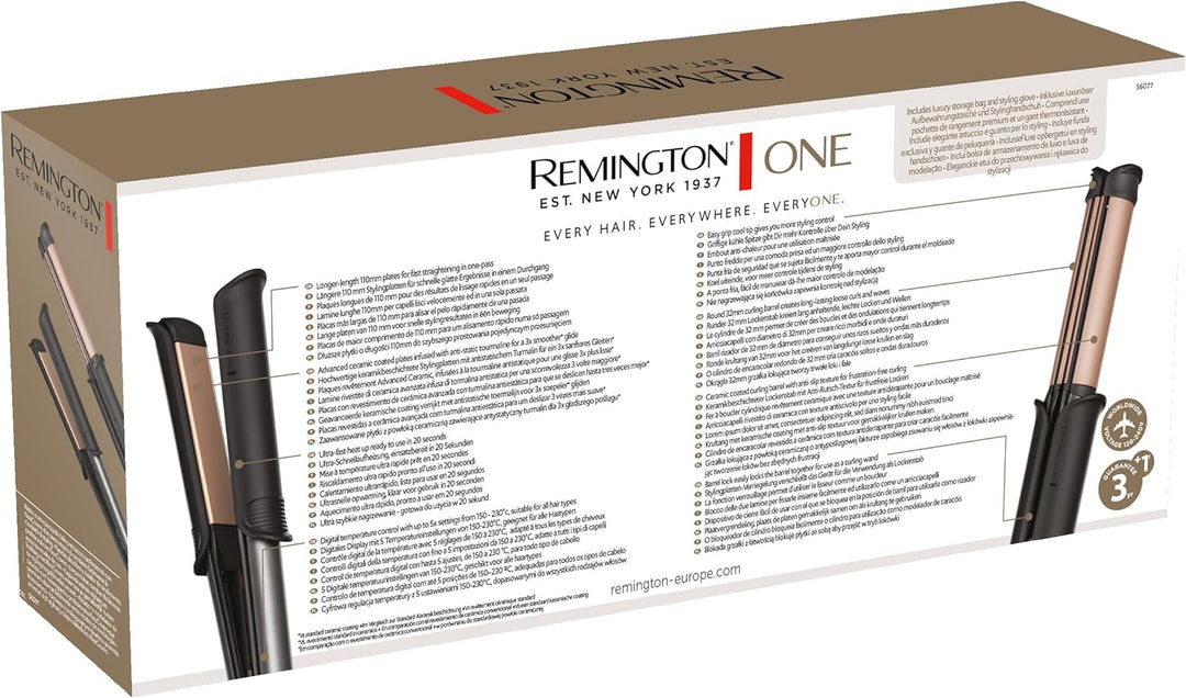 Remington ONE Glätteisen & Lockenstab [2in1 Multistyler] Glätt-/ Lockenmodus mit zuschaltbarer behei