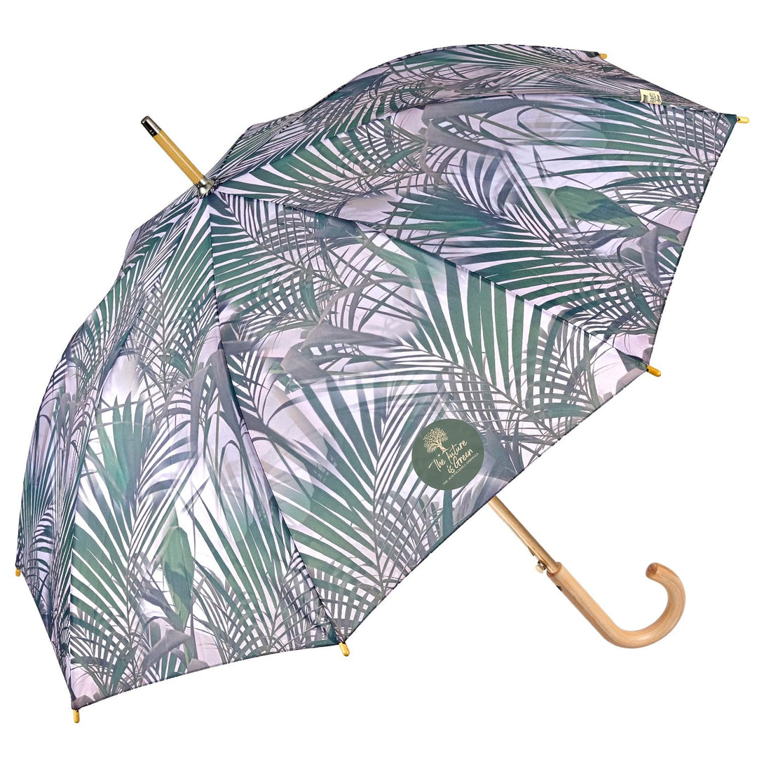 PERLETTI GREEN Regenschirm Gross Ökologisch Damen - Regen Stockschirm Automatik Eco Naturverbunden U