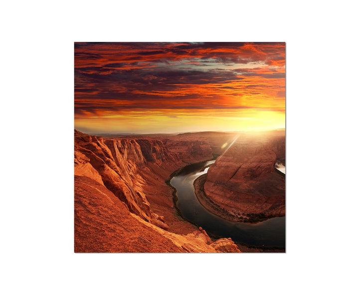 80x80cm - Fotodruck auf Leinwand und Rahmen Horse Shoe Bend Arizona Berge Fluss - Leinwandbild auf K