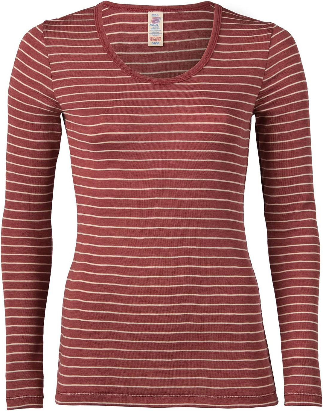 Engel Natur, Damen Merino Ringel Shirt, 70% Wolle (KbT), 30% Seide 34-36 Kupfer / Natur, 34-36 Kupfe
