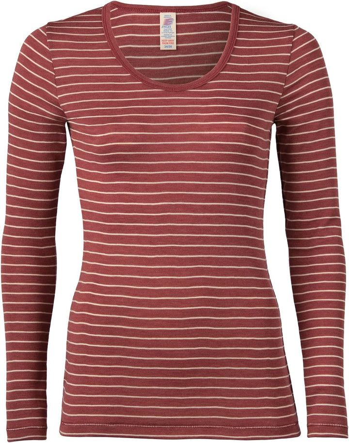 Engel Natur, Damen Merino Ringel Shirt, 70% Wolle (KbT), 30% Seide 34-36 Kupfer / Natur, 34-36 Kupfe