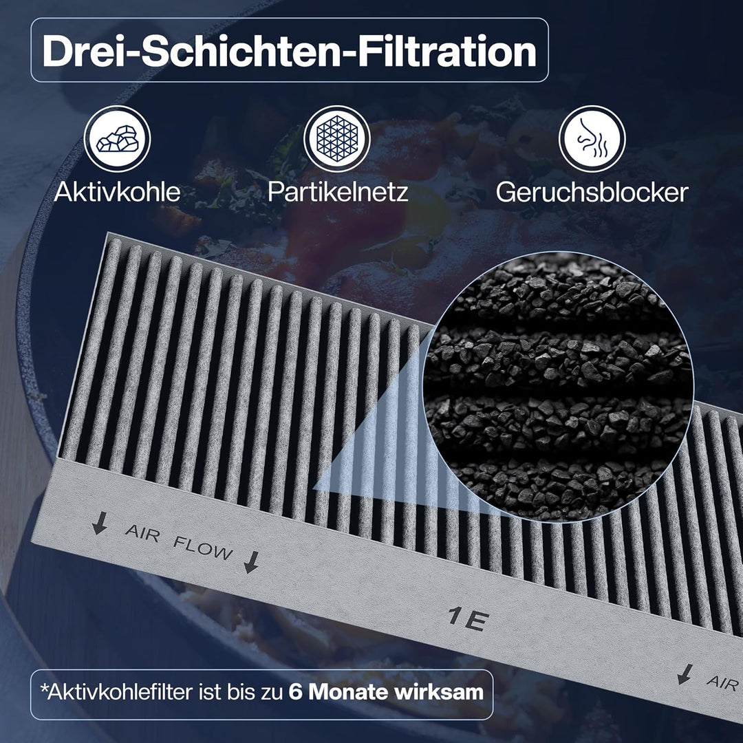 2 Filter für BORA Basic & GP4 [BHU, BIU, BFIU] Umluft Kochfeldabzug – Ersetzt BAKFS – Aktivkohlefilt