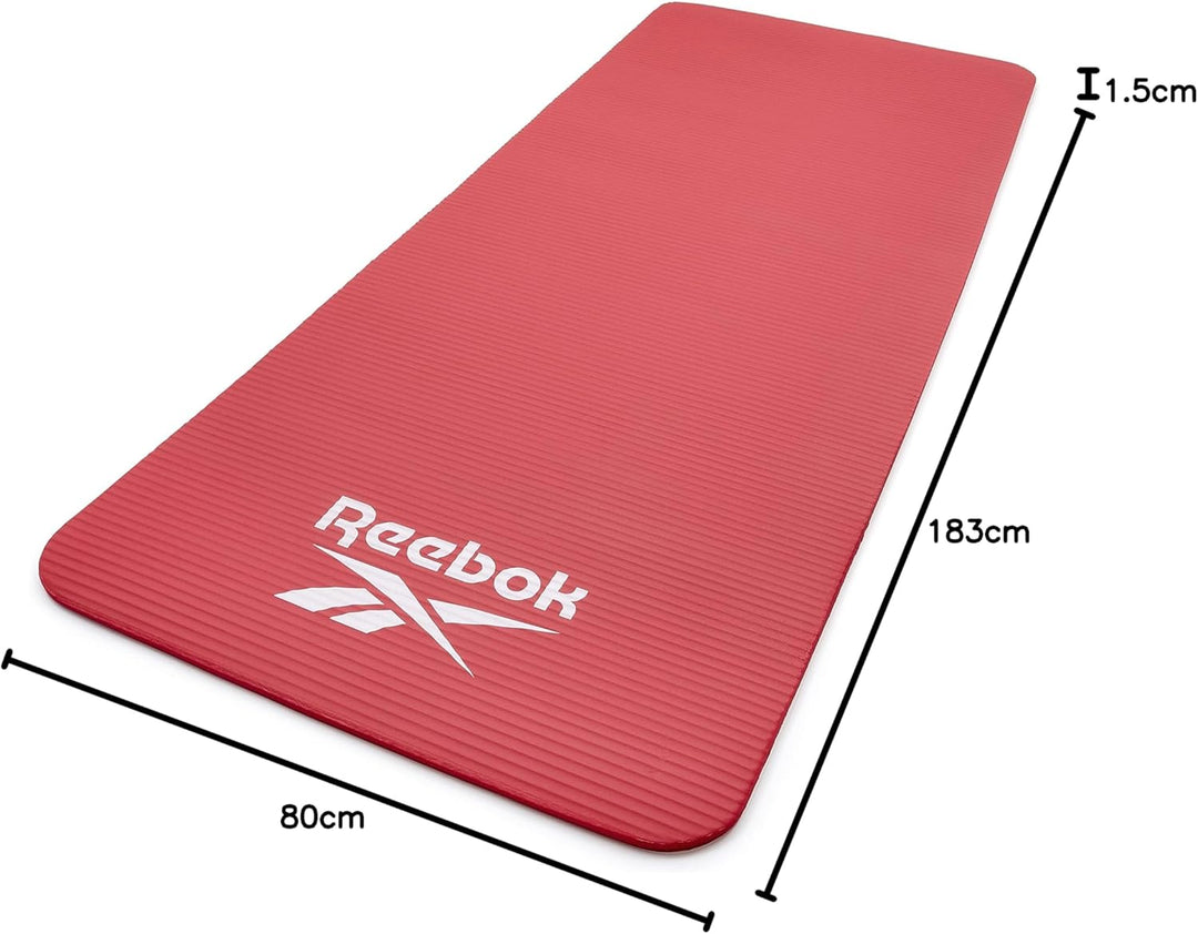 Reebok Trainingsmatte - Rutschfeste Gymnastikmatte aus natürlichem Gummi in 7mm, 10mm, 15mm und vers