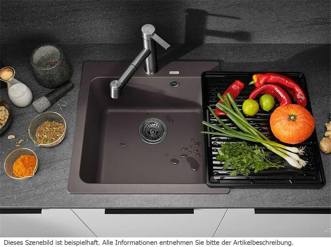 BLANCO NAYA 5 | SILGRANIT schwarz | Einbauart: Einbau von Oben | ohne Ablauffernbedienung | 50er Unt