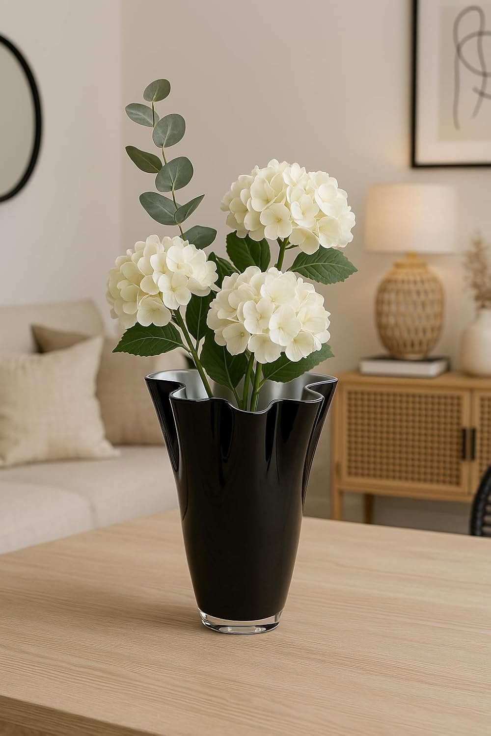 SIGNATURE HOME COLLECTION Glasvase Silber schwarz Blumenvase mundgeblasen 21 x 21 x 30 cm 21 x 21 x