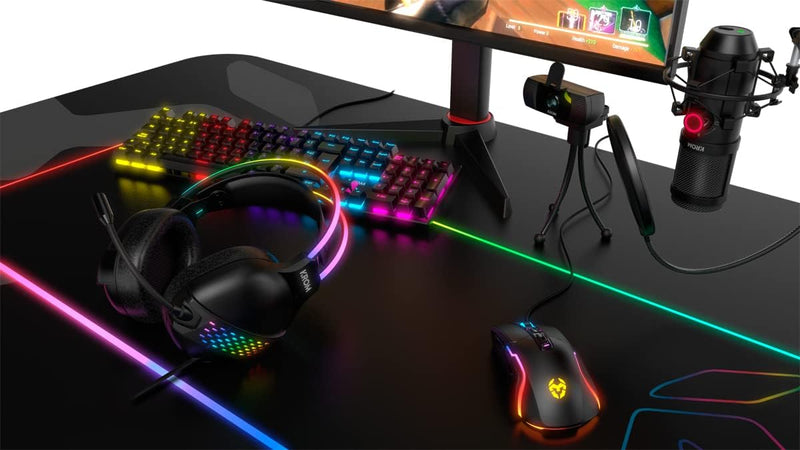 KROM Gaming KLAIM -NXKROMKLAIM Kopfhörer mit Mikrofon, Rainbow RGB LED Stereo-Sound, 50 mm Lautsprec