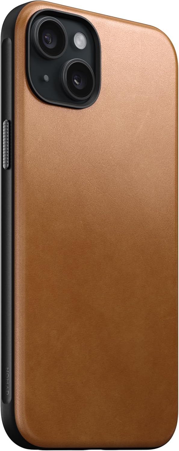 NOMAD Modern Leather Case | für iPhone 15 Plus | Schutzhülle aus Polycarbonat und hochwertigem Echtl