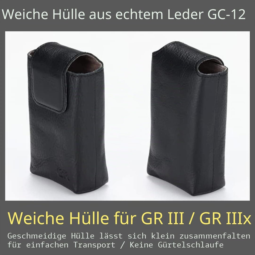 Ricoh GR IIIx Digitalkamera [Brennweite 40 mm] &amp; Weiche Tasche aus echtem Leder GC-12 [Kompatible Mo
