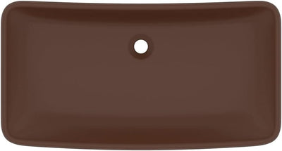 HOMIUSE Luxus-Waschbecken Rechteckig Matt Dunkelbraun 71x38 cm Keramik Waschbecken Waschtisch Aufsat