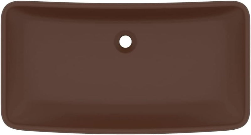 HOMIUSE Luxus-Waschbecken Rechteckig Matt Dunkelbraun 71x38 cm Keramik Waschbecken Waschtisch Aufsat
