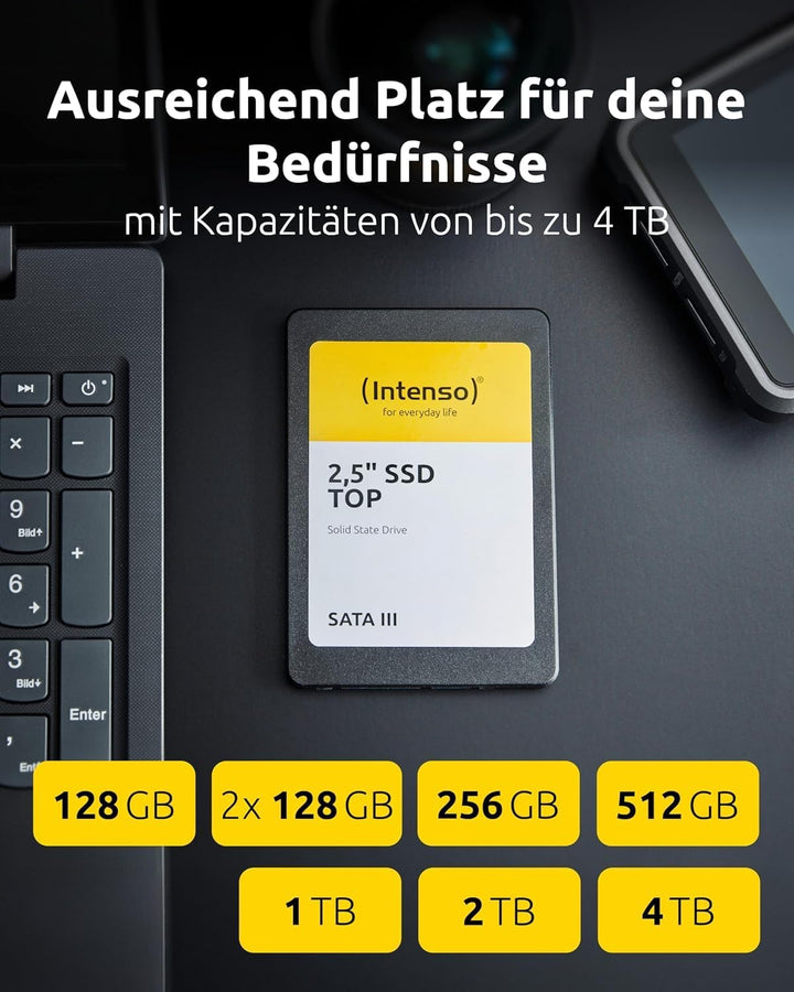 Intenso Interne 2,5" SSD SATA III Top, 512 GB, 550 MB/Sekunden, Schwarz 512GB Sata 2,5", 512GB Sata