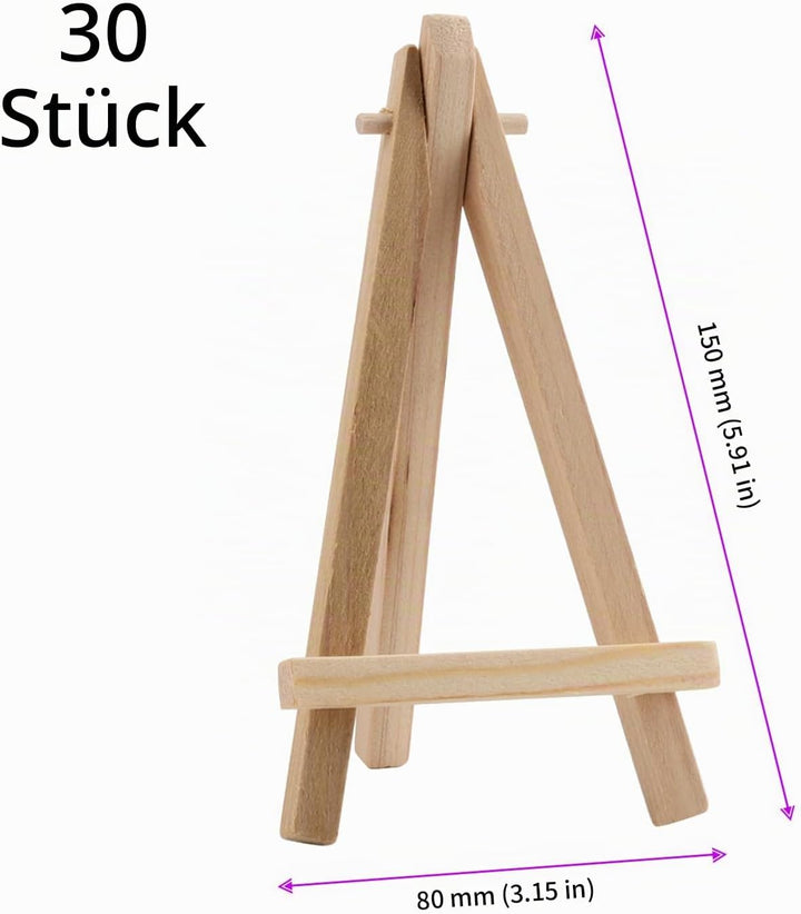 30 Stück 8 x 15cm Mini Staffelei Holz, Klein Staffelei Tischstaffelei Holz Bilderständer, Desktop St