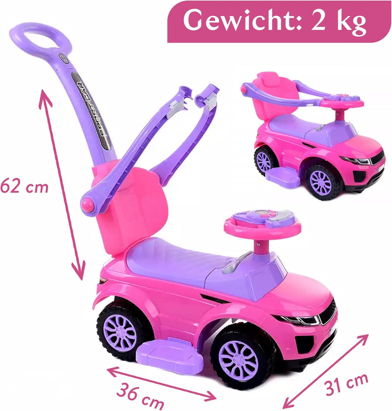 COIL Rutschauto mit der Schiebestange 614W Rutscher Babyrutscher Rutschfahrzeug Rosa, Rosa