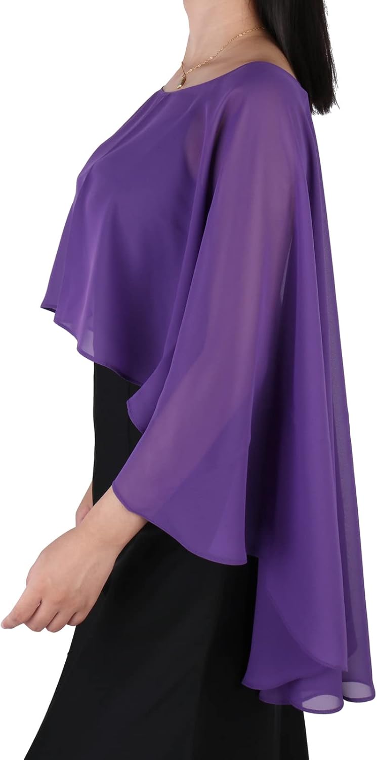 Ladiery Sheer Chiffon Capes Weiche Capelets für Frauen, leichte Tücher und Wraps für Abendpartykleid