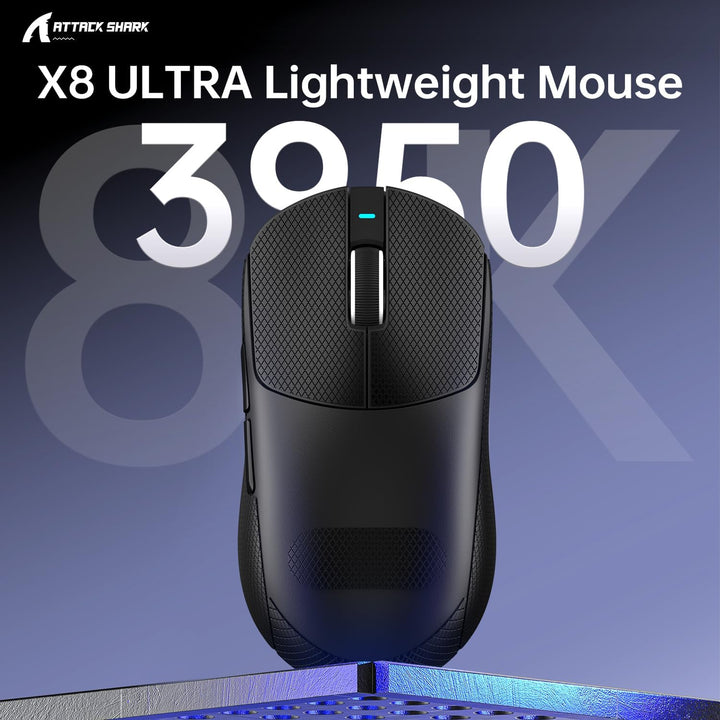 ATTACK SHARK X8ULTRA Mouse with Grip Tape for Large Hand, 55g Superlight, PixArt PAW3950MAX Gaming S