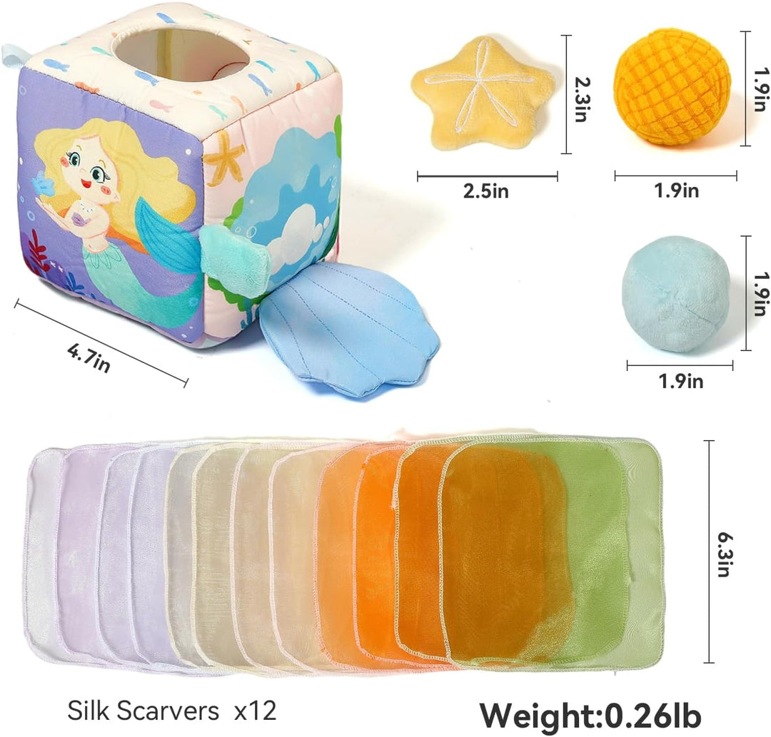 WOODEN TEETHER Baby Spielzeug Tissue Box Toy, Montessori Motorik Sensorik 6 12 Monate Hohem Kontrast