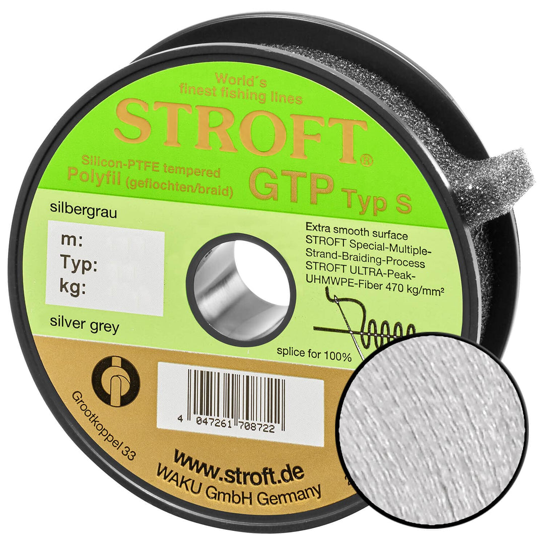 WAKU Schnur STROFT GTP Typ S Geflochtene 250m Silbergrau S1-0,150mm-5kg