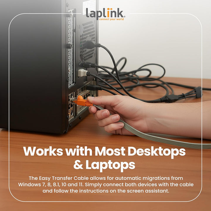 LAPLINK Easy Transfer Ethernet High Speed Kabel & PCmover – 1 Gbps Ethernet Transferkabel inkl. Soft