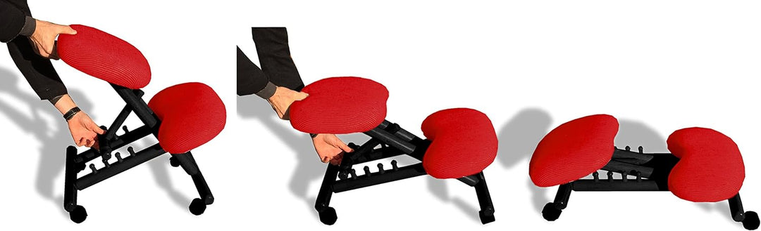 cinius Ergonomischer Stuhl Orthopädischer Kniestuhl Computerstuhl Kniehocker Stoff Schwarz/Rot Farbe