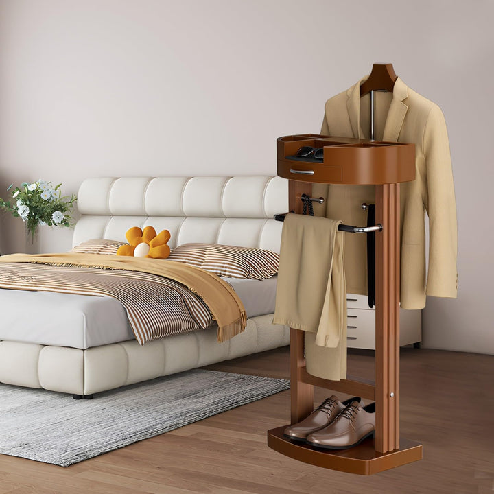 Stummer Diener aus Massiv Holz, Stummer Damen Diener mit Hosenbügel, Kleiderbutler Stummer Diener mi