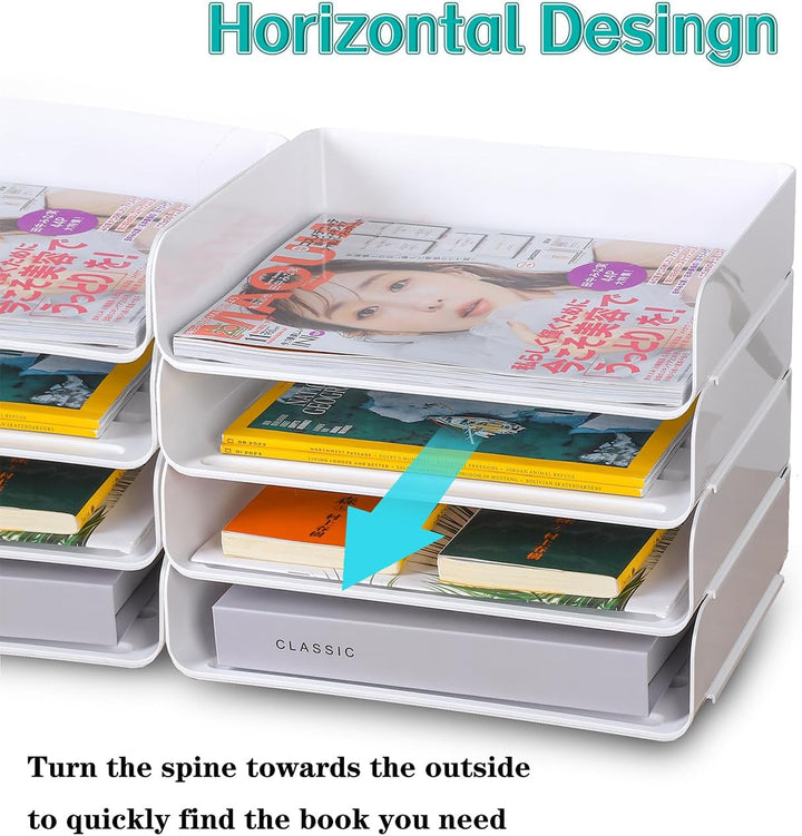 4-stöckige Ablagekorb für A4, Dokumentenablage aus PET Kunststoff, Briefkorb, Briefablage Organizer(