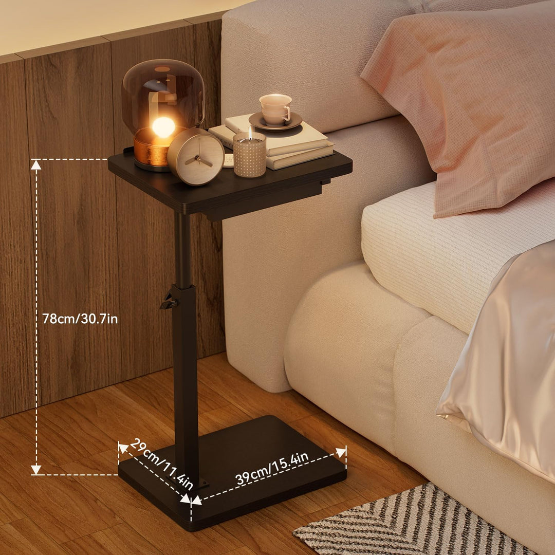 IBUYKE Beistelltisch C Form, 360° Rotierbarer/Höhenverstellbar/Flip Sofatisch, für Telefon/Tablet/La