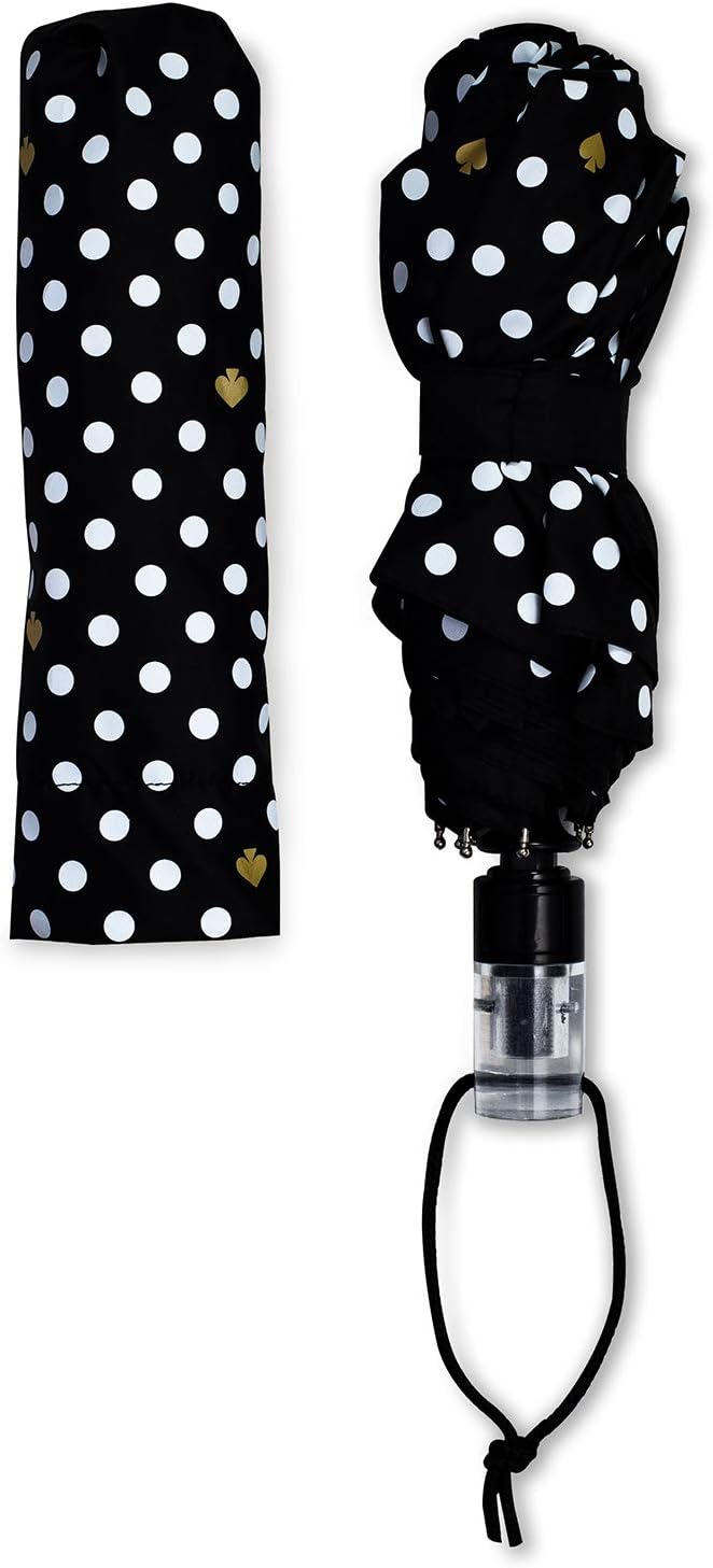 Kate Spade New York Reise-Regenschirm, leicht, kompakt, mit Aufbewahrungstasche, gepunktet, Gepunkte
