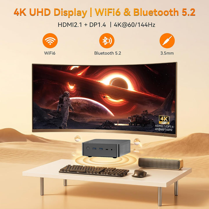 Glorlin Mini PC AMD Ryzen 7 8745HS bis 4.9GHz, Mini Gaming PC 16GB DDR5 1TB M.2 PCIe4.0 SSD, 2X 2.5G