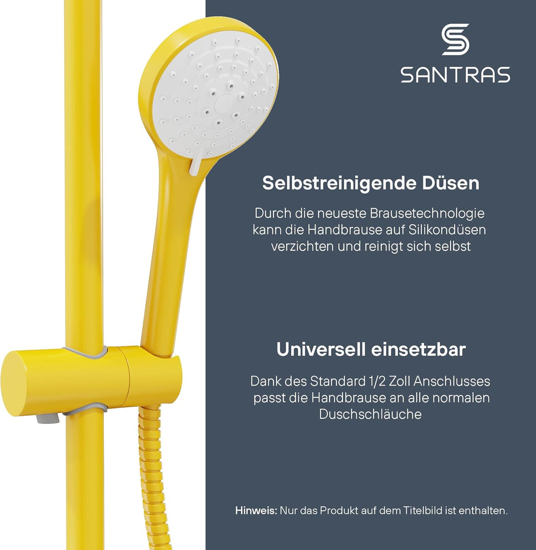 SANTRAS® Handbrause mit dreifach verstellbaren Duschkopf in Gelb Gelb Dreifach verstellbar, Gelb Dre