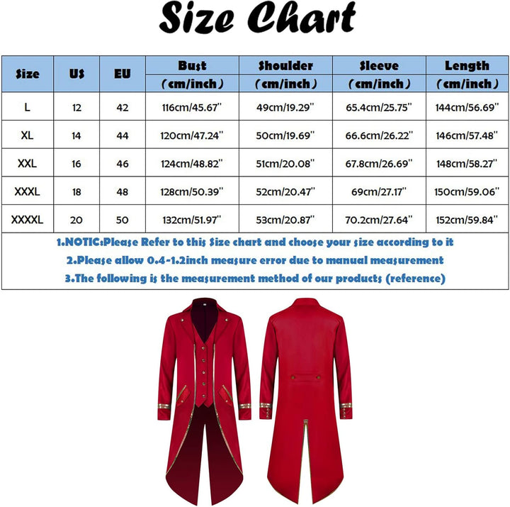 Viktorianische Steampunk Jacke für Herren Vintage Gothic Piraten Slim Fit Frack Wikinger Renaissance