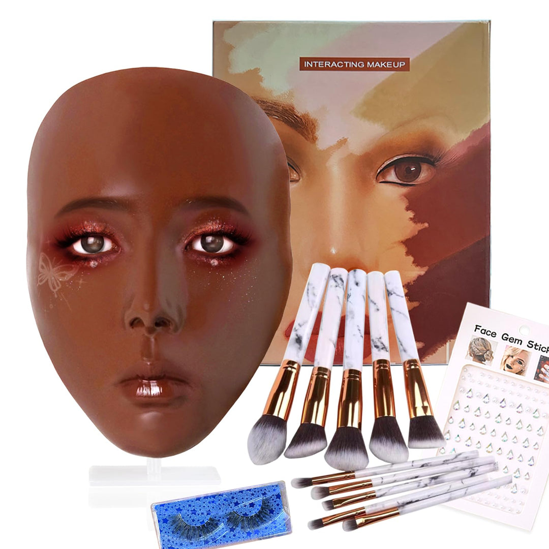 Vollgesichtsübung Silikon Trainingsgesicht, Schaufensterpuppengesicht für Make-up Praxis mit Make-up