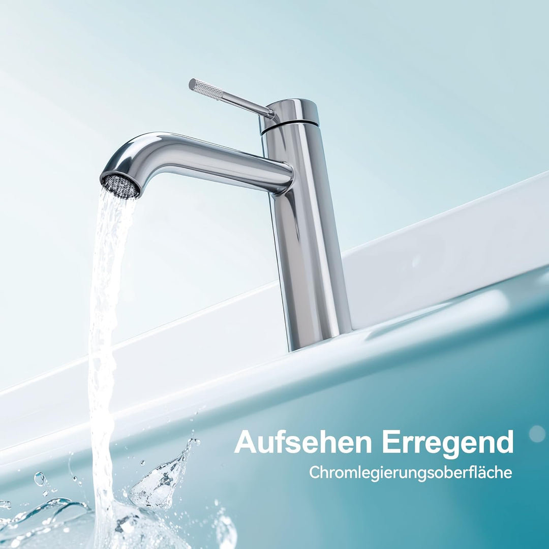 Wasserhahn Bad Einhebelmischer Waschtischarmatur für Badezimmer mit Auslaufhöhe 86 mm für Gäste-WC A