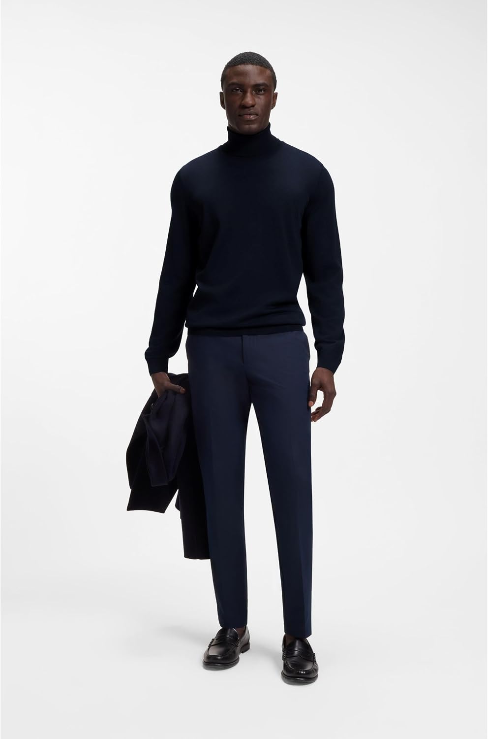 BOSS Herren Musso-P Slim-Fit Rollkragenpullover aus extrafeiner Merinowolle S Dunkelblau404, S Dunke