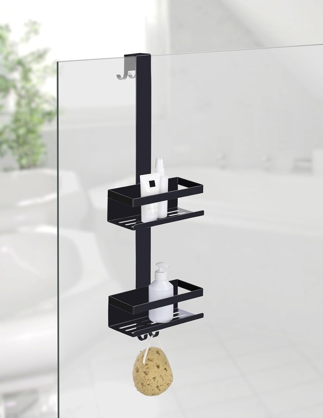 Duschcaddy Mod. Bribano duo hängendes Duschregal Edelstahl schwarz matt rostfrei für Duschkabinen Tü